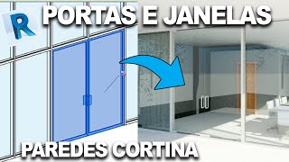 Como inserir portas e janelas em paredes cortinas de vidro no REVIT GUIA DEFINITIVO [upl. by Saimon]